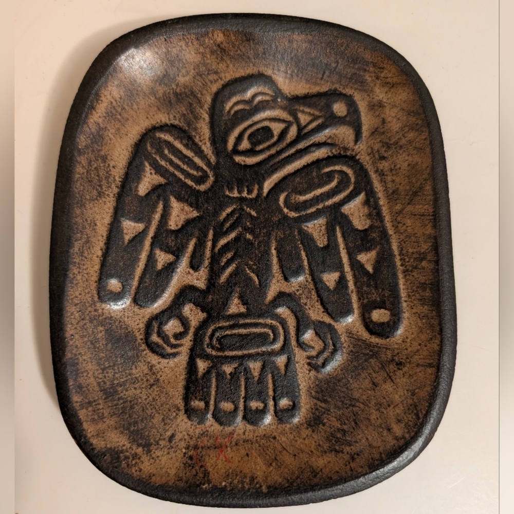 Vintage Haida Eagl Handmade Clay Decorative Pottery Dish British Columbia Canada